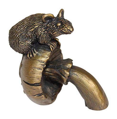 Oriele Cold Cast Bronze Mouse On Fungi Mushroom Figure Figurine Decoration