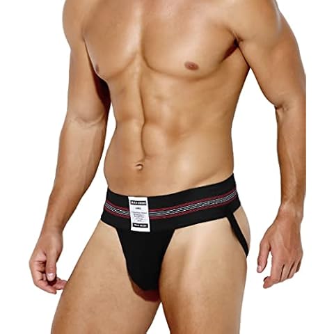 Arjen Kroos Jockstrap Männer Herren sexy Unterwäsche Sport Suspensorium Tiefschutz elastisch String Gay, Schwarz, M (75-82CM) Cover