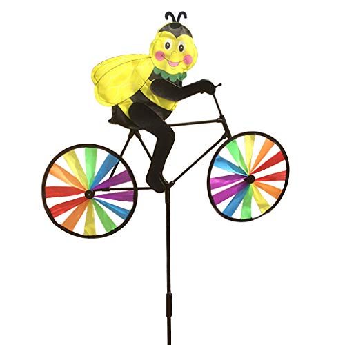 Haven Shop 3D Dier Op Fiets Windmolen Whirligig Tuin gazon Yard Decor, Regenboog Wiel Windmolen, Wind Spinner Whirligig