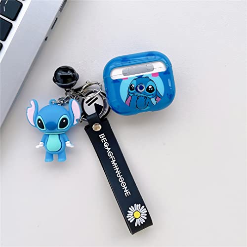 Cute Stitch Airpod 3Nd Generation Case, Airpod 3 Personalise Custom, Airpod 3 Case Cover With Keychain/Lanyard, Protective Hard Case Cover Skin For Women Girls Airpod 3 Case [Front Led Visible] #TOP3