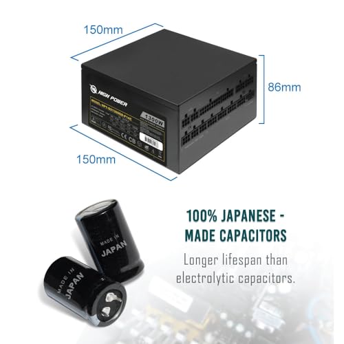 Image of HIGH POWER PC Power Supply Fully Modular 1300W 80 Plus Gold Certified ATX 3.0 & PCIE-5.0 Compliant, High-Performance, Efficiency, and Reliability. Active PFC, and All Protections.