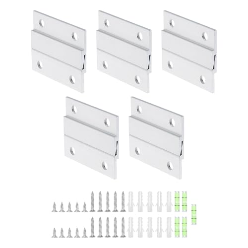 Image of uxcell 10 Pair French Cleat Picture Hanger, 2 Inch Heavy Duty Aluminum Z Bar Clip Interlocking Wall Mounting Bracket Hanger Kit for Hanging Mirror Picture Shelf