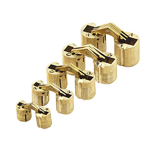 SUPERTOOL Stainless Steel Hinges, 18mm, Brass, 180 Degree, Barrel Shape, Concealed Hinges for Wooden Box Door, Cabinet, Worktop (4Pcs) - Image 3