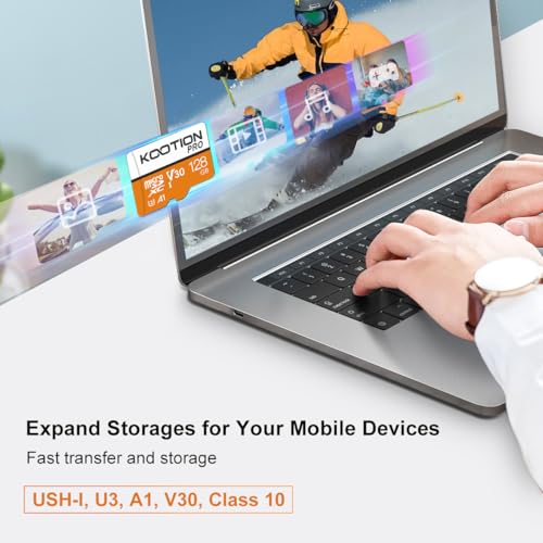 KOOTION 128GB Scheda di Memoria Micro SD U3 A1 V30 4K Scheda MicroSDXC 128 Giga UHS-I Scheda SD Memory Card TF Card Carta SD Alta Velocità Fino a 100MB/s, Micro SD Card per Telefono,Videocamera,Gopro - 8