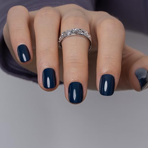 Image of CurvLife Extra Short Square Press On Nails, Black, Inkwell Depth, Soft Gel