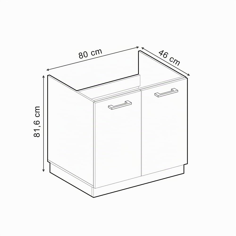 Vicco Meuble Bas sous-évier R-Line, Béton, 80cm