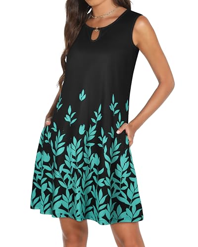 Image of Summer Dresses for Women 2026 Casual Sleeveless Sundress Floral Loose Fit Beach Cover Up with Pocket