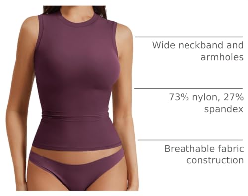 Image of YEOREO Ease Workout Crop Top | Camisole, Basic, Mock Neck, Sleeveless, Double Lined, Tank, Tee, Slim, Fitted, Ruched, Going Out
