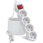 EXTRASTAR Regleta alargador de 3 Metros con 4enchufes e Interruptor Blanco