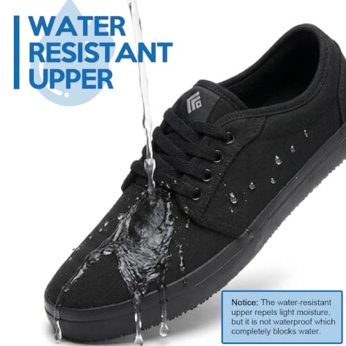 Image of Non-Slip Work Shoes for Men & Women, Unisex Water-Resistant Slip-Resistant (Wet & Greasy) Canvas Sneakers for Food Service, Comfortable Restaurant Shoes for Chef Server, Culinary Kitchen Cook Shoes