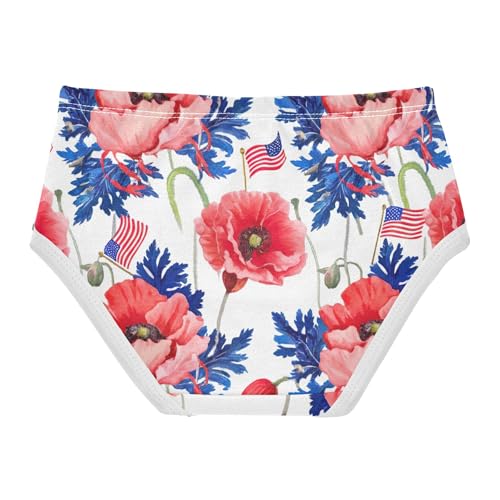 Flower Toddler Girls Underwear 2t Cotton Little Girl Panties Red Poppies Blue Leaves Briefs Kids Undies2