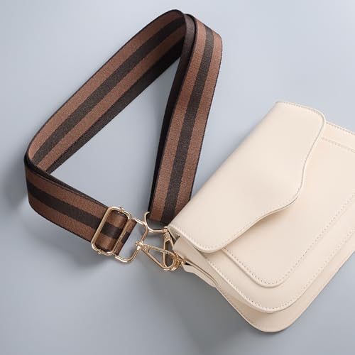 Image of chushui Wide Bag Strap Replacement Crossbody Shoulder Strap Adjustable, Classic Striped Preppy Vertical Stripe Woven with Gold Hardware 29-51 Inches for Purses Handbags Totes