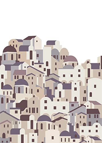 Esta Home fotomural casas mediterráneas beige y gris 200 x 279 cm