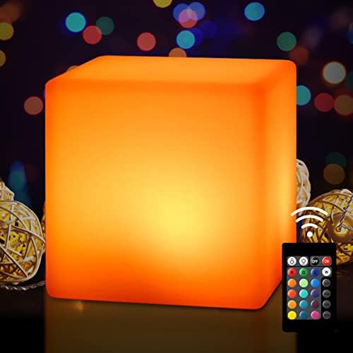 callyan 7-Inch LED Dimmable Glow Cube Waterproof Rechargeable Adjustable RGB Color Changing with Remote Control, Night Light Indoor Outdoor Decorative Lighting