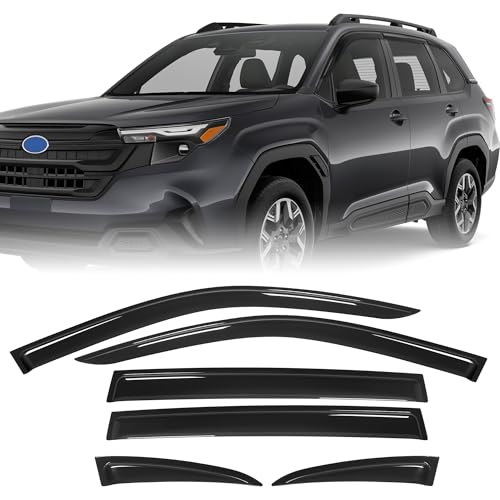 TIEZFUL Rain Guards Fit for Subaru Forester 2025 2026, Window Visors Deflectors fit for Forester Accessory 2025 2026,Tape-on Outside Mount Rain Guards Side Window Deflectors (6 Pcs)