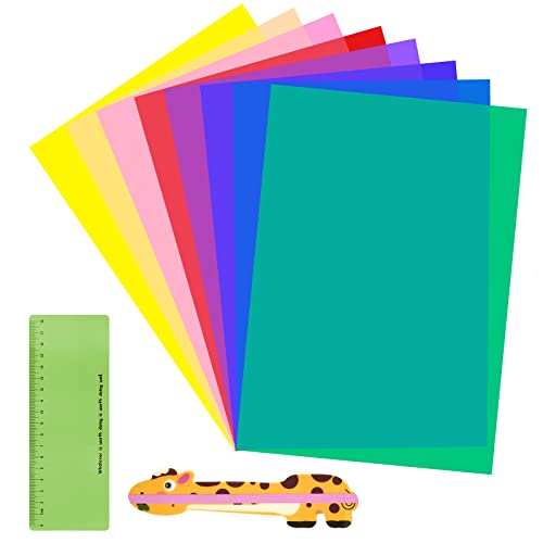 10PCS Dyslexia Overlays Professional A4 Reading Overlays with Reading Strips Reading Ruler for Reading Aids Dyslexia Coloured Overlays for ADHD Visual Stress Irlens Syndrome