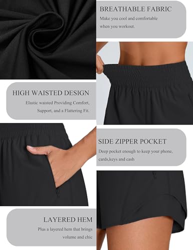 BMJL Women's Athletic Shorts High Waisted 2.5" Running Short with Zipper Pocket Sporty Yoga Gym Workout Shorts3