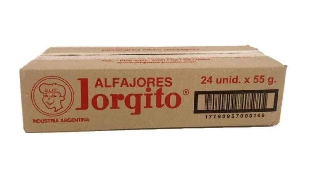 Alfajor Jorgito filled with dulce de leche and covered with chocolate - Bulk of 24 units