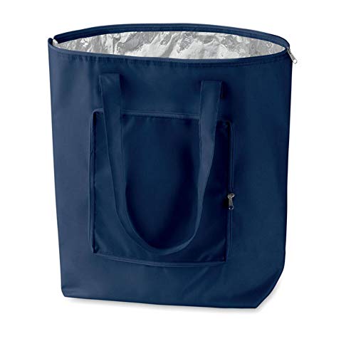 Borsa termica pieghevole riutilizzabile, shopping, borsa da spiaggia leggera e resistente, con fodera interna in alluminio con perfetta funzione di raffreddamento - blu