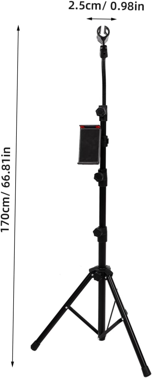 1set Adjustable Tripod Microphone Stand for Stage Podcasting and Live Broadcasting Stable Design Telescopic Height and Angle Features Includes Carry Bag