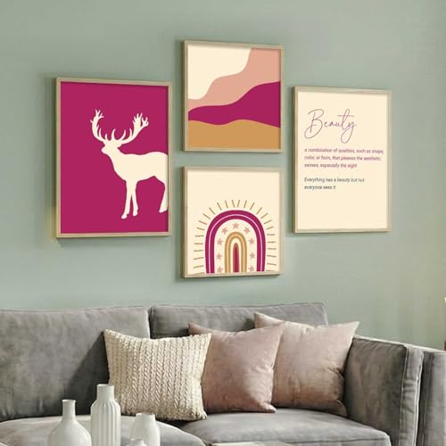 Image of kotart Wood Modern Wall Art Framed Paintings For Wall Decoration - Wall Paintings For Living Room, Bedroom - Wall Decor /Room Decor Set of 4 (Art 2, Big (13x17 or 13x13 inch))