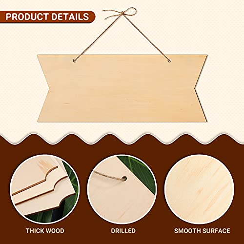 15 Pieces Unfinished Hanging Wood Sign Rectangle Blank Hanging Decorative Wood Plaque Wooden Slices Banners With Ropes For Pyrography Painting Writing Diy Home Crafts Supplies #TOP2