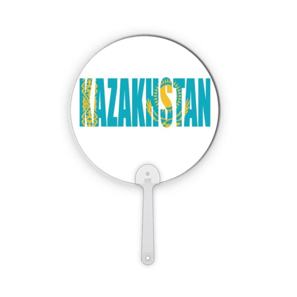 Éventail Kazakhstan en plastique rond avec manche pour décoration de fête