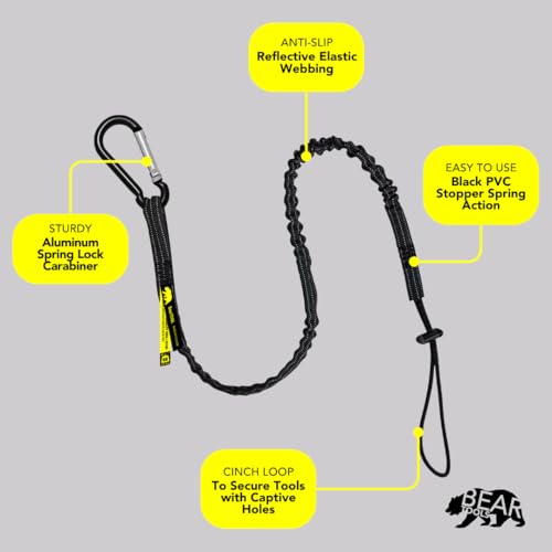 Cordón para herramientas anticaídas marca BearTOOLS con mosquetón integrado 4