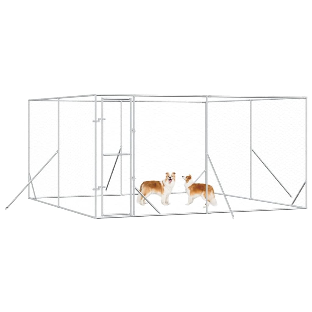 Perrera para perros al aire libre, 4 x 4 x 2 m, acero galvanizado, caño para cachorros, parque al aire libre, jaula, cercado para animales, cercado para perros, resistente a la intemperie, al