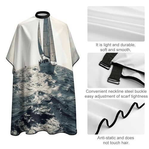 Capa de barbero para corte de cabello Ocean Sailing ajustable miniatura 4