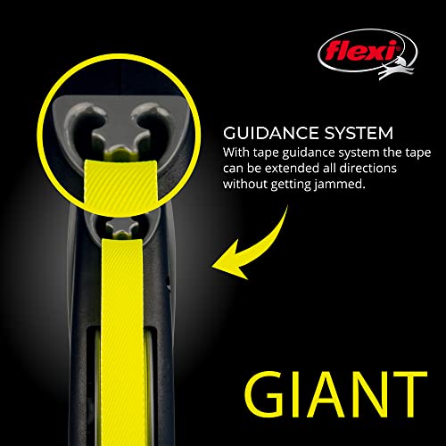 Flexi® Giant Einziehbare Hundeleine (Band), ergonomisch, robust und verhedderungsfrei, für Hunde bis zu 25 kg, 7,9 m, Größe M, Schwarz/Neon
