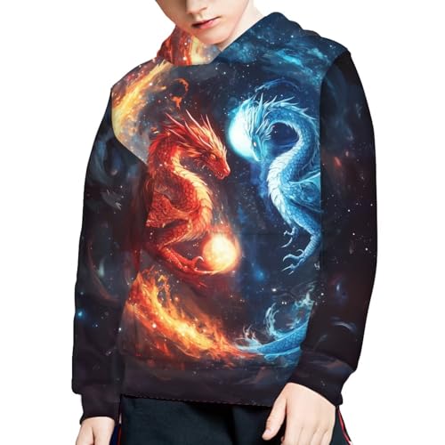 Image of WELLFLYHOM Boys Hooded Sweatshirts Hoodie Pullover Cool Graphic Crewneck Blouses Size 6-16