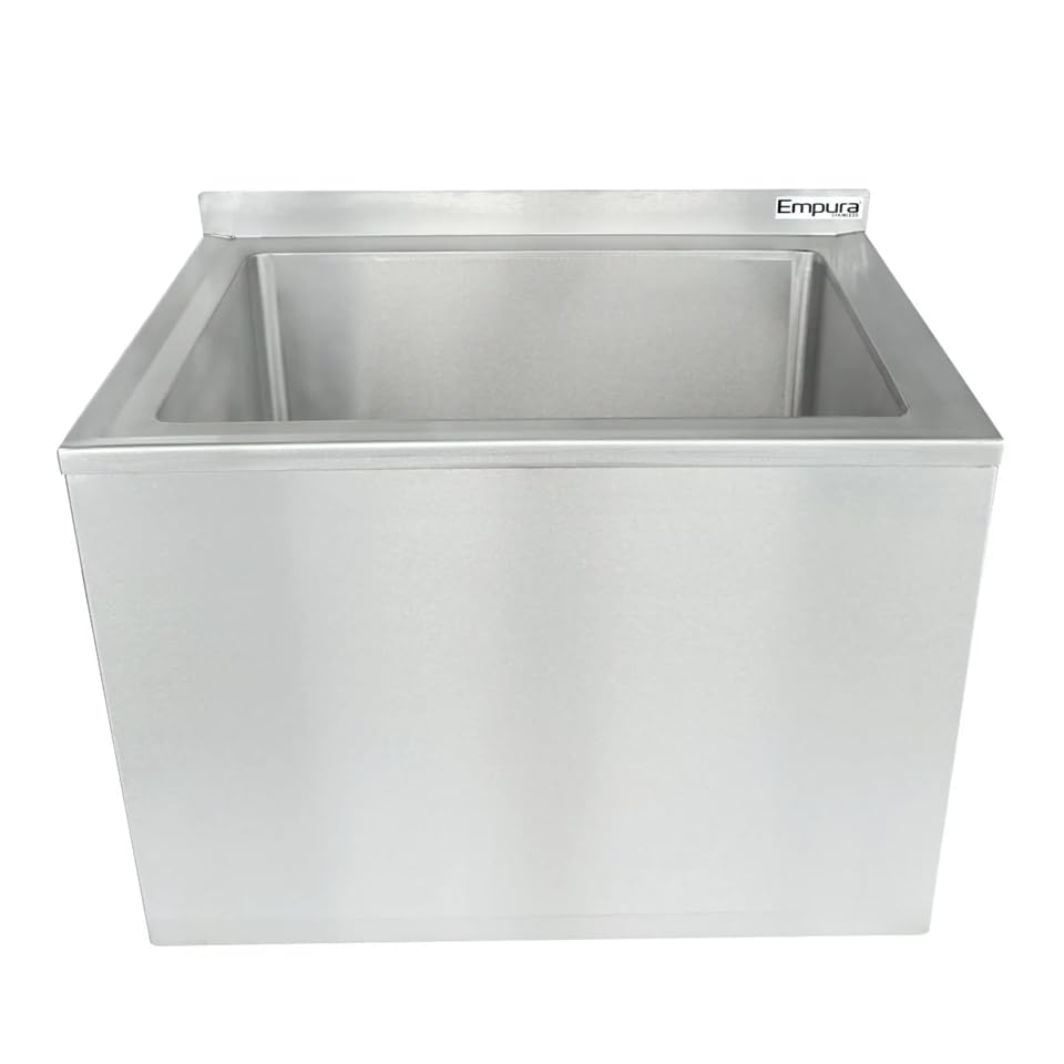 EMPURA 20" x 24" Stainless Steel One Compartment Mop Sink | Heavy-Duty Commercial Kitchen Bar Basin with 20" x 16" Bowl for Restaurant Laundry Utility Room | 20"W x 18.26"D x 16.24"H, 18 Gauge, NSF
