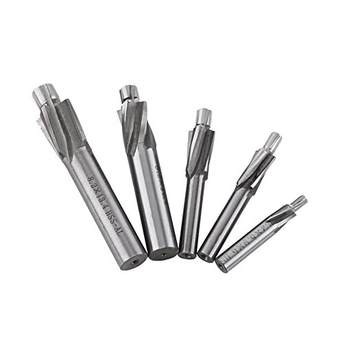 Akozon 5pcs M3-M8 Pilot Slotting Counterbore Mould End Mill Cutter Solid Slot Countersink End Mill Drill Bit