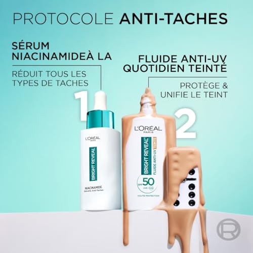 Crème Solaire Visage Spf 50+ Teinté Anti tâches Bright Reveal 'oreal Paris Le Flacon De 50ml - vue 9