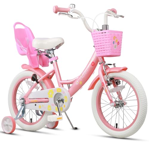 Glerc Maggie 子供用自転車 女の子用 キッズバイク 幼児小学低学年乗り練習 花柄 かご付き ぬいぐるみ座席付き vブレーキ 14/16/20インチ多色展開