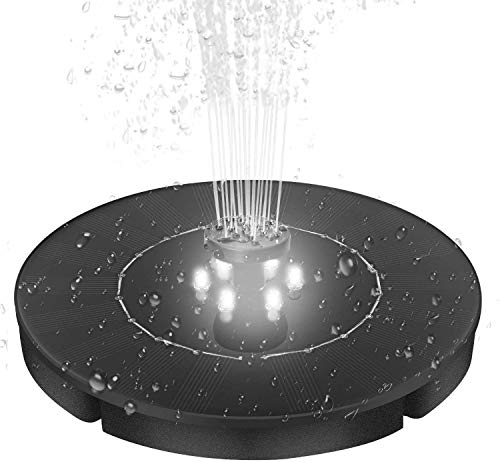 2.4W Solar Fountain for Bird Bath Pond Garden Decoration with LED Night Light & 4 Different Spray Pattern Heads