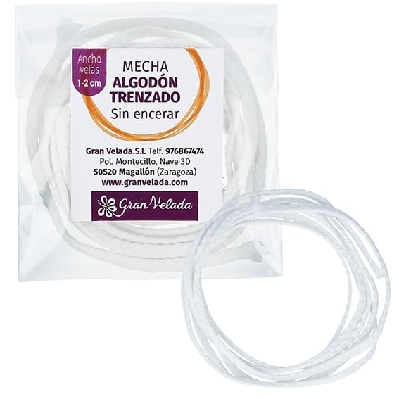 Mecha de algodón sin encerar 1|Ideal para Velas ecológicas y de Masaje I 10 Metros