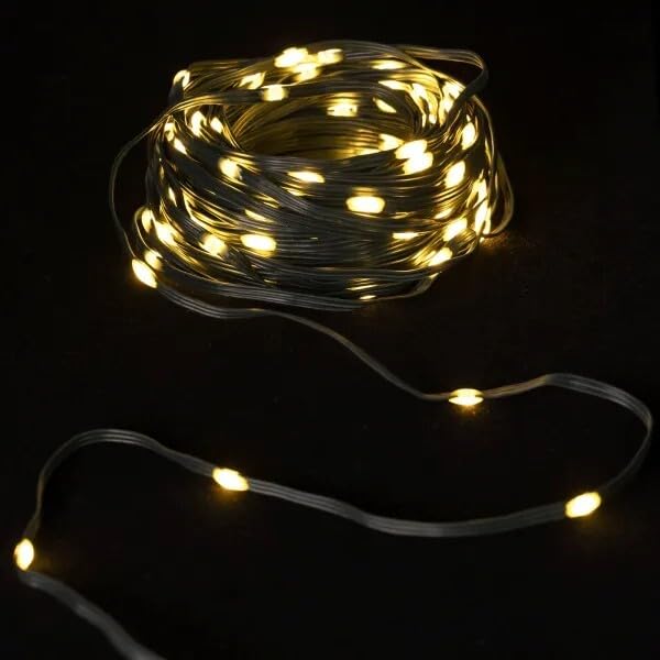 VoltShine Guirnalda de luces LED 10 m, pilas 3AA, PVC y cobre, luz blanca cálida - ideal para decoraciones festivas y ambientes acogedores.