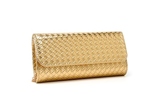 Image of Women's Woven Evening Bag Faux Leather Shoulder Handbag Fashion Crossbody Clutch Purse
