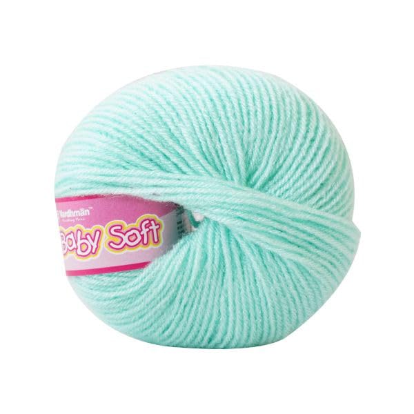 Image of Vardhman BabySoft Knitting Yarn | 100% Acrylic Wool | 4 Ply | Thin Knitting & Crocheting Hook Thread & Lightweight | Special Baby Wool | 150 Grams (6 Balls of 25g) | Machine Washable | Ideal for Blankets, Hats, Booties Ultra-Soft for Baby Sweaters, Blankets, Caps, Socks, Soft toys, Art & craft (Tropical Peach 12 + Black 21 + Pista Green 8 + Sea Green 3)
