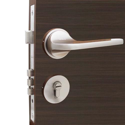 Image of Volo Mortise Door Lock Set with Brass Cylinder and 10 inch Lock Body for Home /Hotels /Office in Satin Finish (Satin Silver) Model No. 2089 (HOR) (Bathroom Door Mortise Lock)
