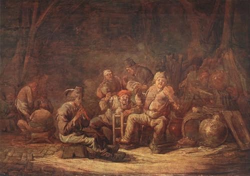 Tableau paysans dans la taverne Benjamin Gerritsz. Cuyp - Art mural vintage de chambre 60x90cm