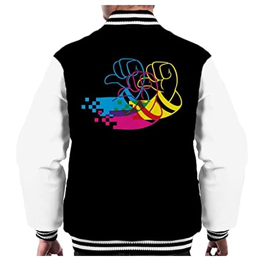 Disney Kalle Anka färgglad arm Varsity jacka för män, svart/vit, S