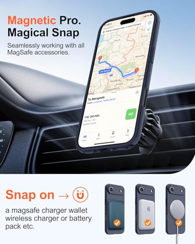 Image of Magnetic for iPhone Air Case,Shockproof Matte Cover,Deep Blue | with Screen Protector,Compatible with MagSafe,Military Grade Drop Protection,Full Camera Protection,Non-Slip Design Case