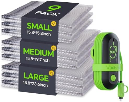 Vacbird 9 Pack Travel Vacuum Storage Bags with USB Electric Pump,...