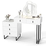 COSTWAY Tocador de Maquillaje con Luz, Blanco