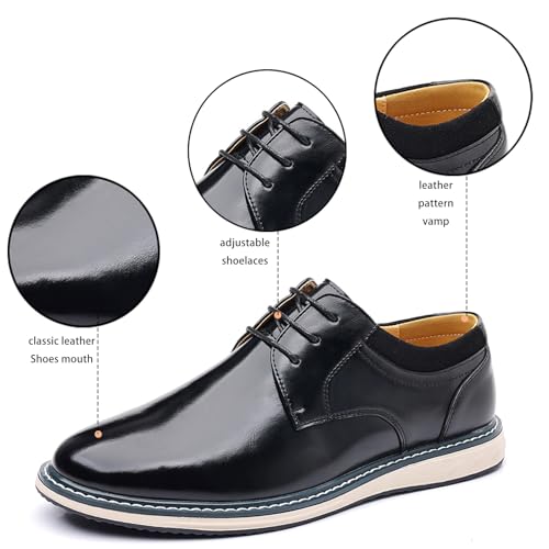 Men's Polished Leather Fashion Lace Up Flat Oxfords Fashion Classic Low Top Soft Sole Formal Dress Sneakers Prom Party Casual Business Tuxedo Derby Shoes2