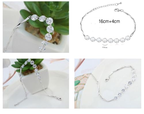Crystalline Azuria Bruiloft Set Witte Zirkonia Kristallen Strand Ketting Bengelen Oorbellen Armband 18 kt Witgoud Verguld - Afbeelding 5