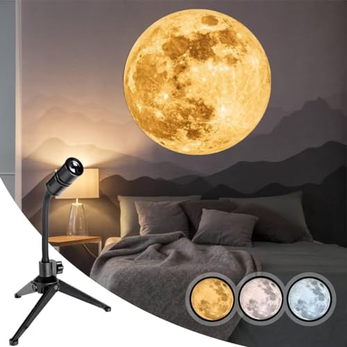 Image of USB Powered Moon and Earth Projector Light Lamp, Atmosphere Night Light Projector with Tripod Stand, Gift for Kids Couples Room Wall Ceiling Decor